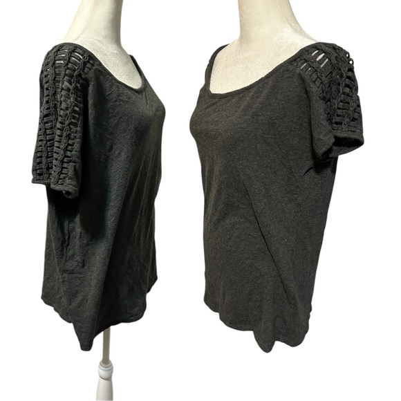 Torrid Gray Cotton Modal Short Sleeve Washed Off Shoulder Top - Picture 4 of 9